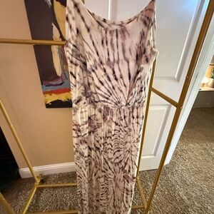 Lush Cream with purple, pink and grey Tie-Dye Maxi Dress